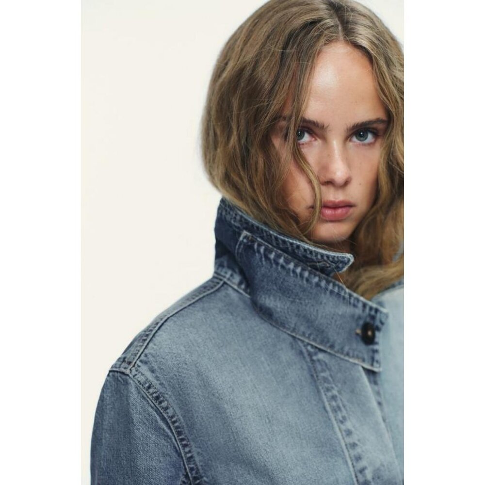 ZARA TRF HIGH NECK DENIM JACKET - Picture 5 of 8